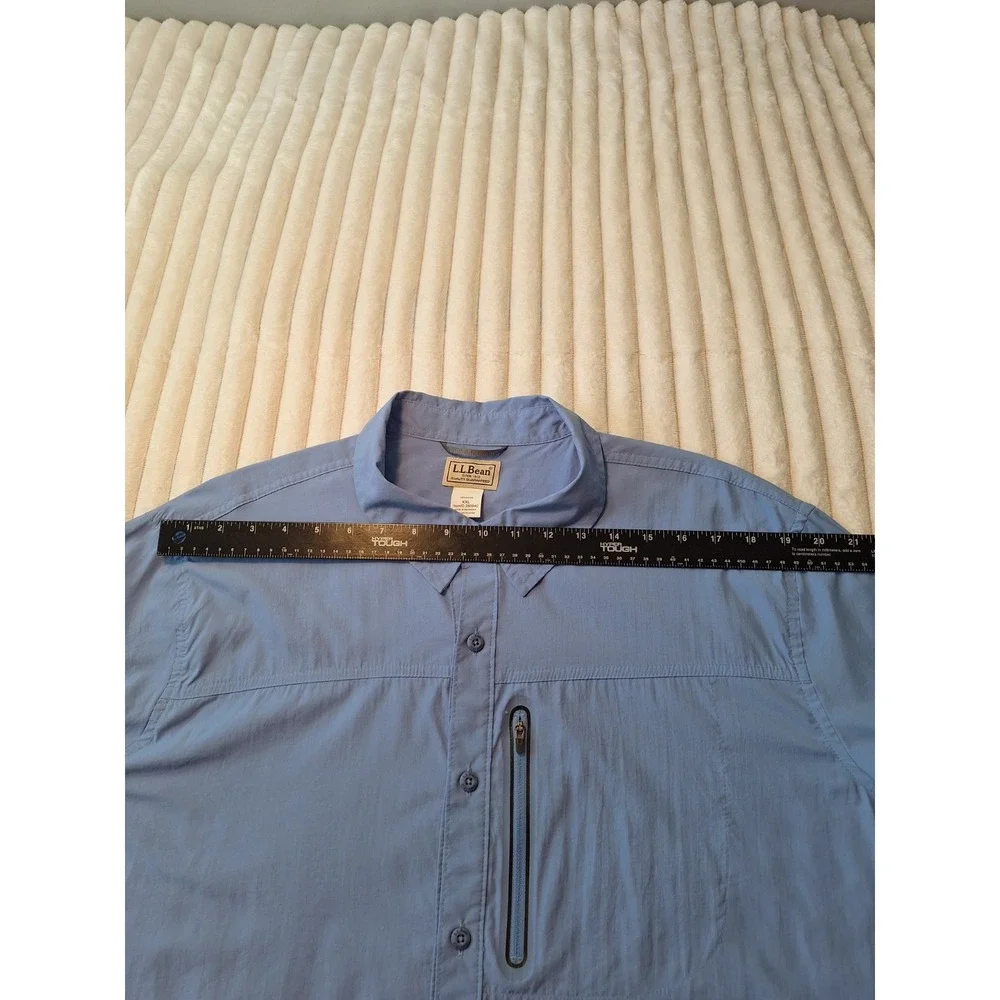 L.L. Bean‎ Nylon Vented Fishing Button Up Shirt Mens XXL Blue Hiking Camping